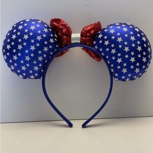 Disney Red Sequin Bow on Blue Headband